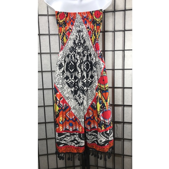 MAGIC Sz M Halter Tube Ribbed Printed Aztec Dress - Picture 2 of 10